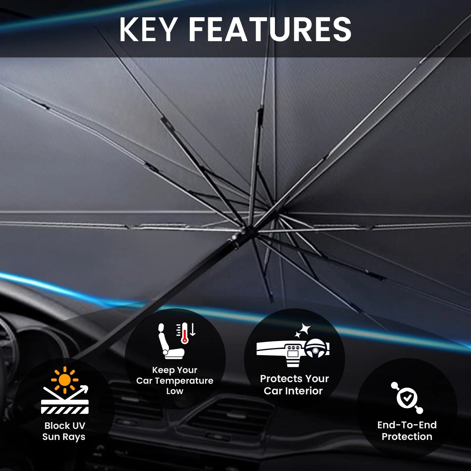 Instant Car Heat Blocker – Windshield Sun Shade Umbrella